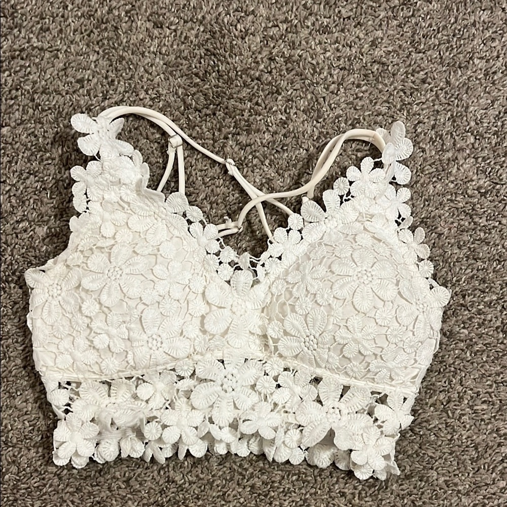Floral Lace White Bralette